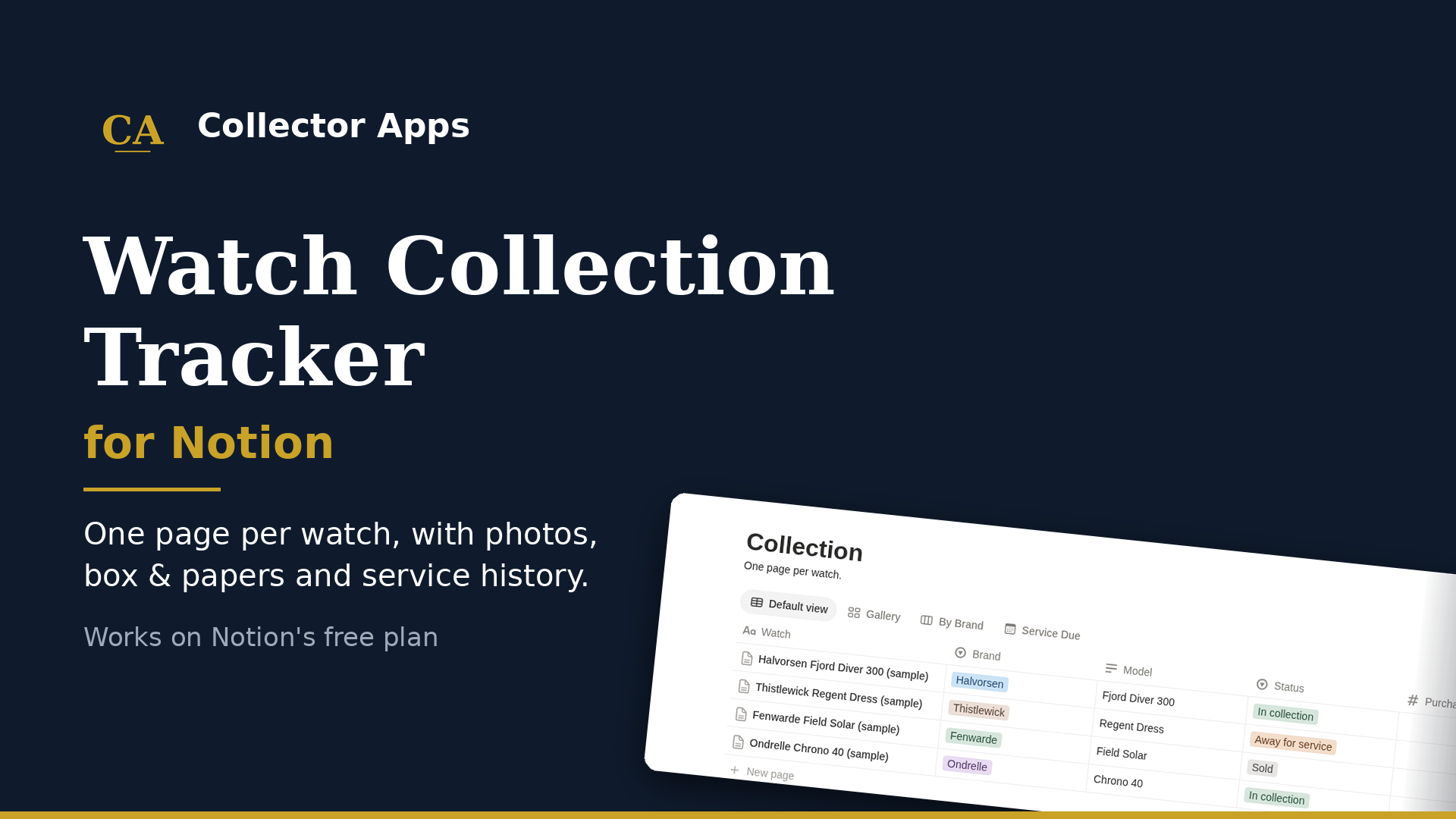 Watch Collection Tracker for Notion cover